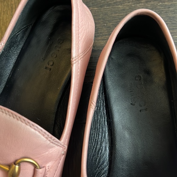 These are AUTHENTIC USED GUCCI Rose Pink Jordan leather loafers size 36.5 - Picture 11 of 16